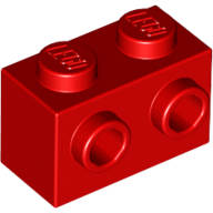 Lego kostka (kostička) 1x2 s nopy na jedné straně, červená (6019155)